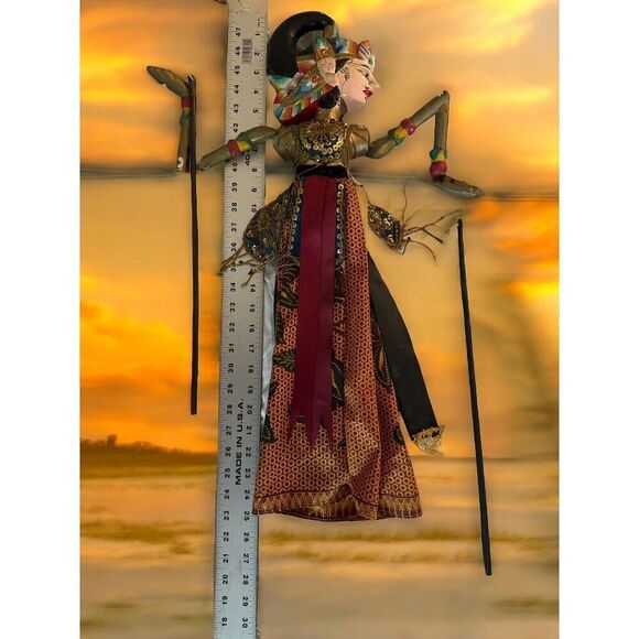 Vtg Wayang Golek Puppet Two Faced Asian Indonesia Art Folk Art 25”Java Handmade - Picture 6 of 12